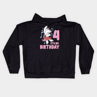 Fourth 4th Unicorn Ballerina Children's Birthday Kids Hoodie